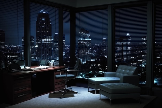 Executive Midnight Mood Black Office Background photo