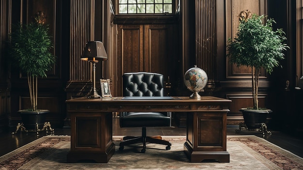 Executive Opulence Traditional Desk with Damask Accents