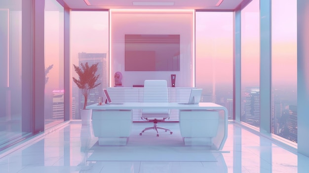 Photo executive suites front view leadership offices futuristic tone colored pastel