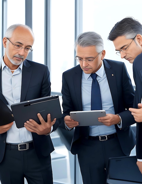 Executives paying attention to the digital tablet ai generated