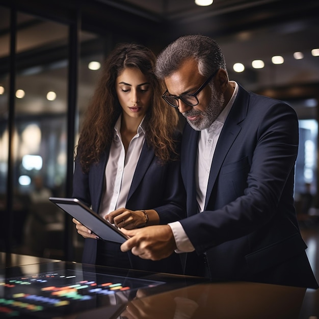 Executivos em reuniao na empresa analisando e estudando o sistema de desempenho da empresa