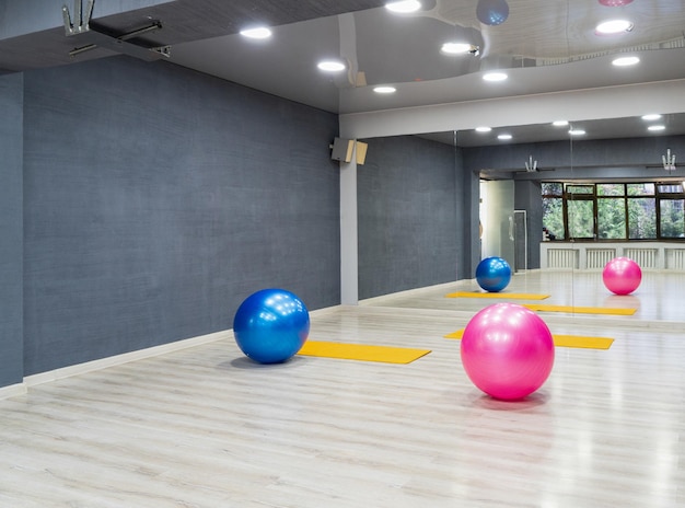 The exercise balls in the sports complex