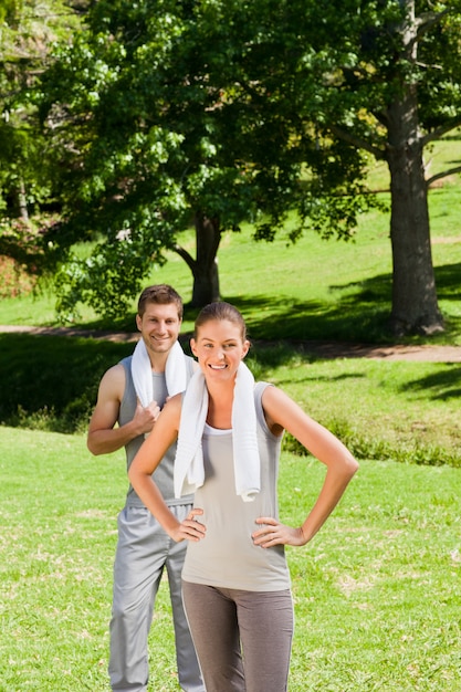 Exhausted couple in the park