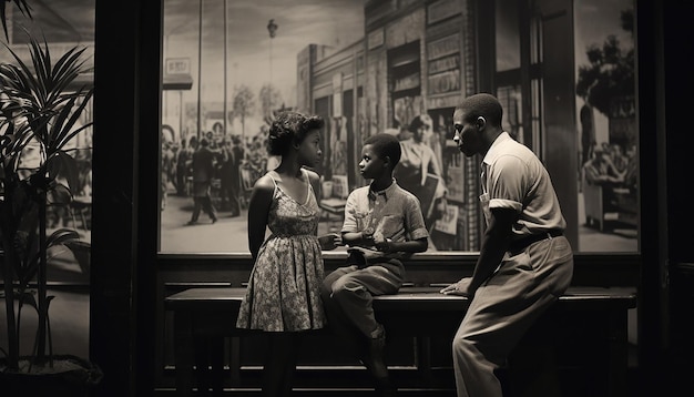 an exhibition dedicated to the African American experience with visitors deeply engrossed