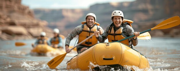 Photo exhilarating white water rafting adventure through the majestic grand canyon