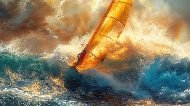 Exhilarating Windsurfing Adventure in Bright Sunlight Action Shot Captured with Canon EOS R6