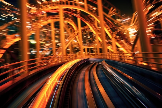 The exhilaration and thrill of a roller coaster ride at an amusement park Generative AI