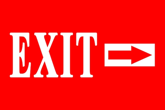 Exit symbol illustration on red background