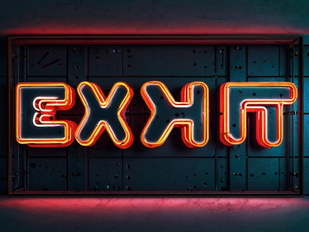 Photo exit text effect editable red neon and futuristic text effect 3d glowing