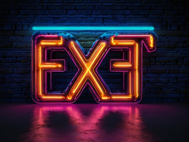 Photo exit text effect editable red neon and futuristic text effect 3d glowing