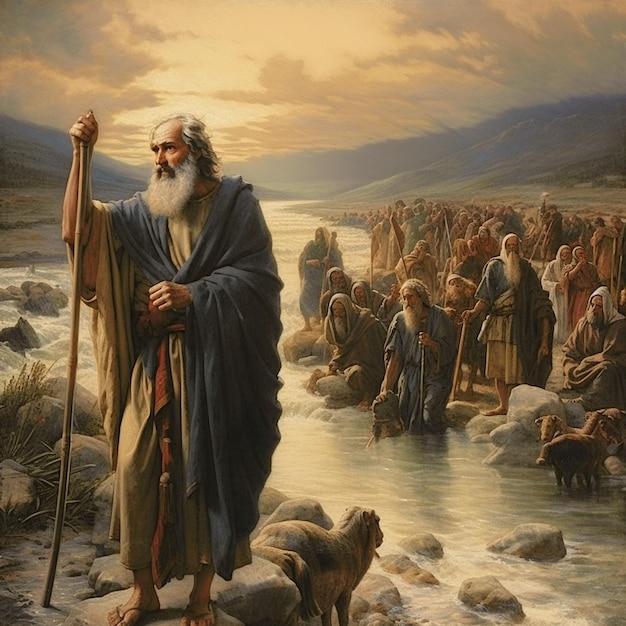 Exodus of the bible Moses crossing the Red Sea with the Israelites escape from the Egyptians