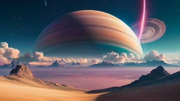 Exoplanet Alien Planet Landscape Digital Art 3D Render Concept Art