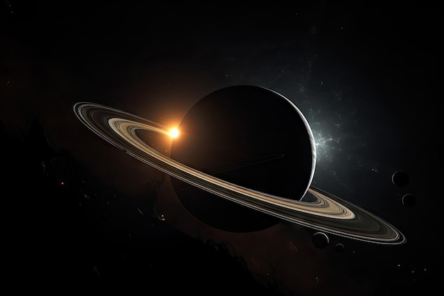 Exoplanet with rings and moons like saturn created with generative ai