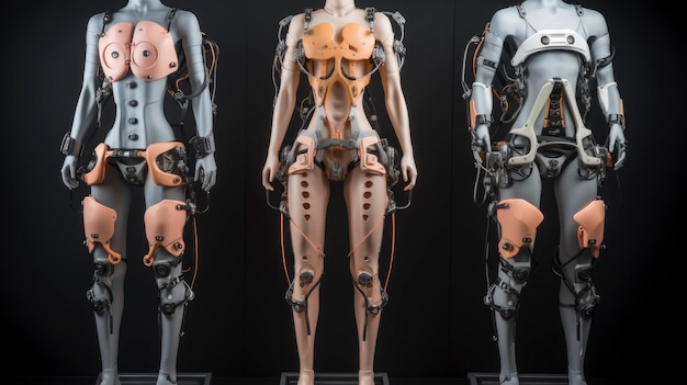 Exoskeletons advanced technology innovative wearable robotics human augmentation futuristic devices Created with Generative AI technology