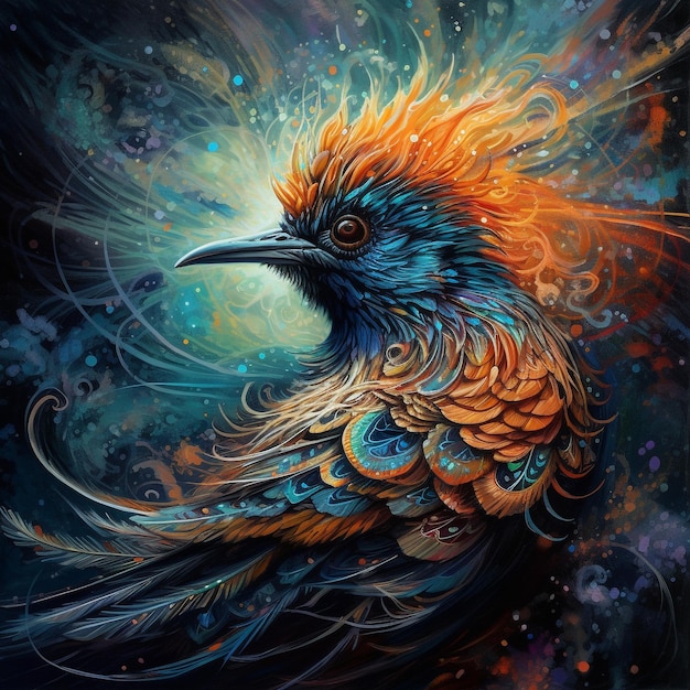 exotic bird painting highly detailed ornate intricate