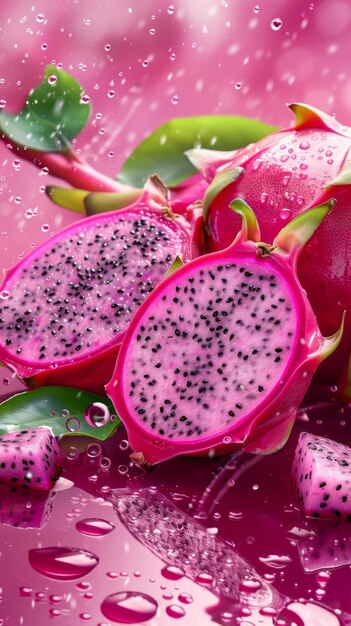 Exotic Costa Rican Pitahaya Juice Displayed on a Wooden Surface Fresh and Natural Beverage Concept