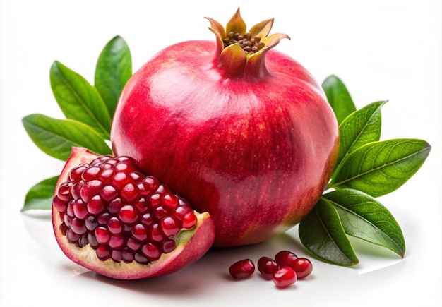 Exotic and delicious pomegranate on white background