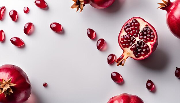 Photo exotic and delicious pomegranate on white background