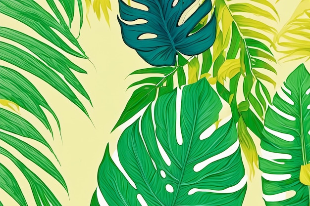 Photo exotic escape embracing the tropical leaves wallpaper theme