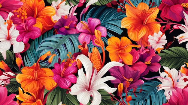 exotic pattern showcasing tropical flowers