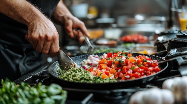 An exotic plantbased recipe being prepared in a kitchen featuring rare and vibrant ingredients