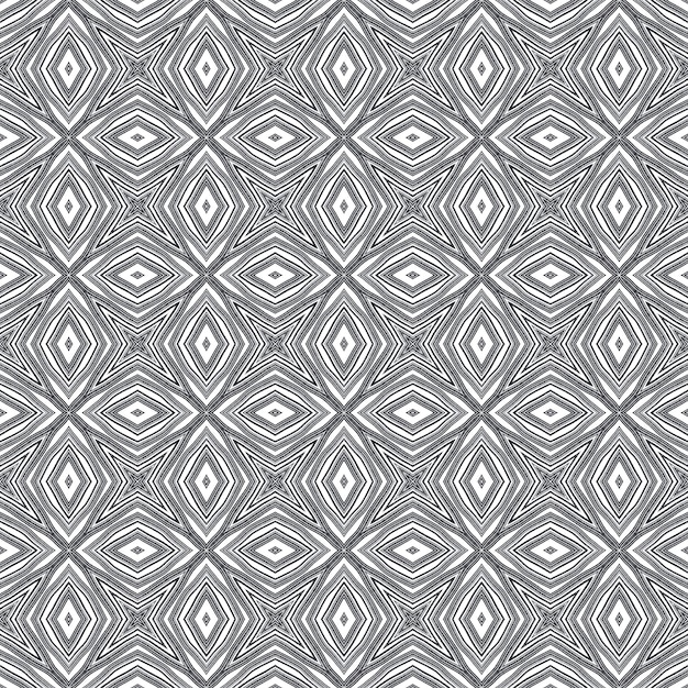 Exotic seamless pattern. Black symmetrical kaleidoscope background. Textile ready valuable print, swimwear fabric, wallpaper, wrapping. Summer swimwear exotic seamless design.