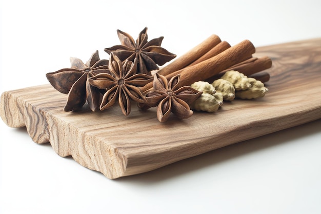 Exotic Spice Arrangement on Cutting Board