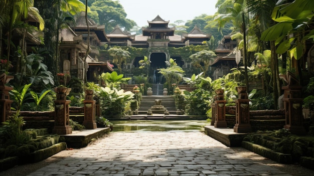 Photo exotic temple amidst lush vegetation