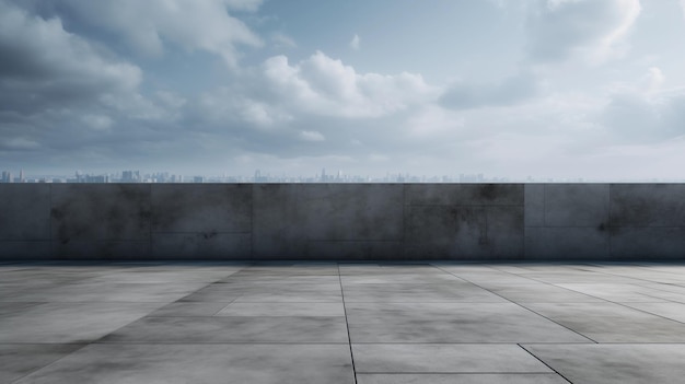 Photo expansive minimalist concrete open space under an overcast sky