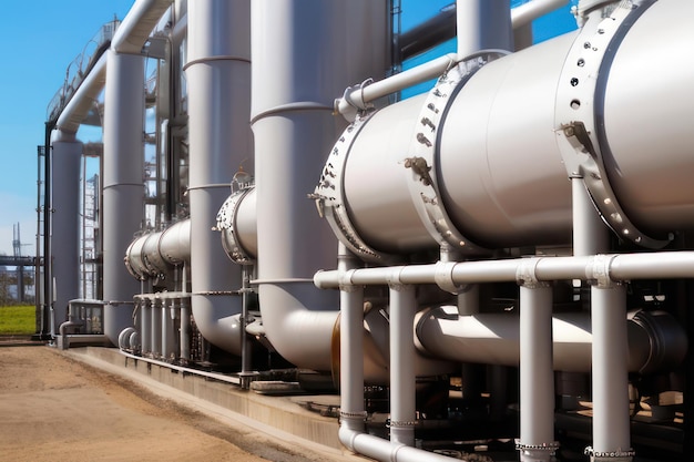 Expansive view of industrial machinery and pipelines in a modern plant representing heavy industry