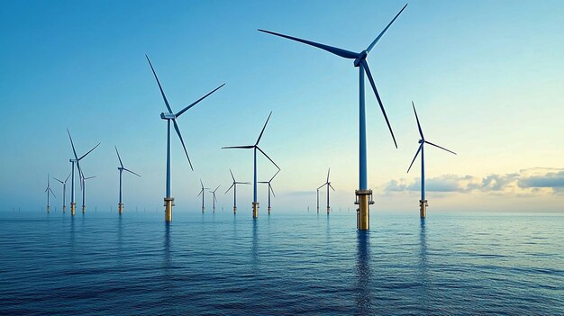 Photo expansive wind farms transforming ocean energy into sustainable power