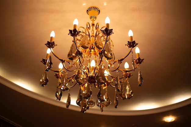 Expensive exquisite crystal chandelier in Victorian style