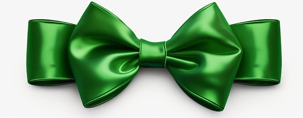 Experience the Allure of Minimalism Stunning Green Bow on a Pristine White Background