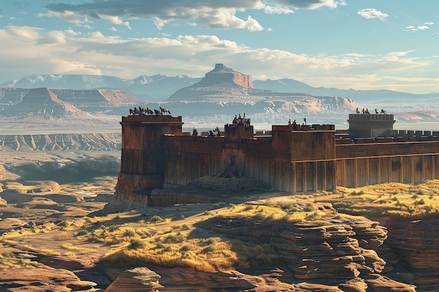 Experience the commanding view of a Western fort e generative ai