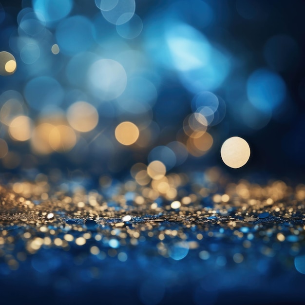 Experience the joy of New Years Eve with this festive blue and gold abstract background illuminated