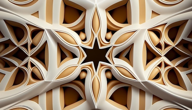 Experience the stunning beauty of a bright white and gold symmetry pattern evoking sense of luxury