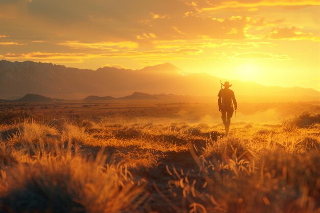 Experience the timeless journey of a lone cowboy a generative ai