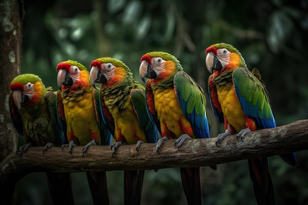 Experience the Vibrant Beauty of our Colorful Parrots Perched and Ready to Delight