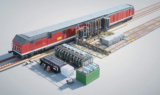 Photo an exploded view showing the electric trains battery