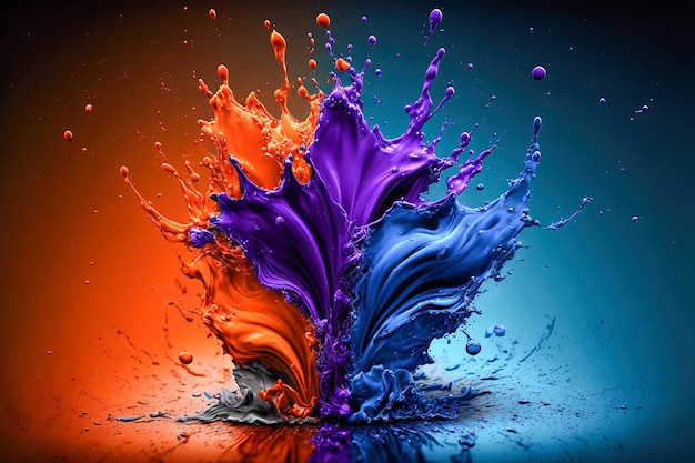 Exploding abstract paint mixture upward motion splash Generative AI