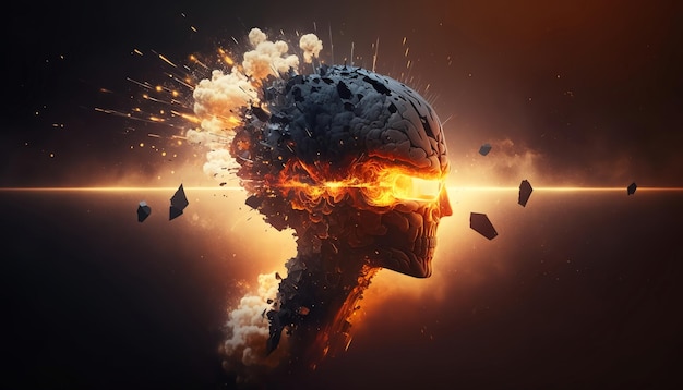 Exploding artificial intelligence concept background imageGenerative AI