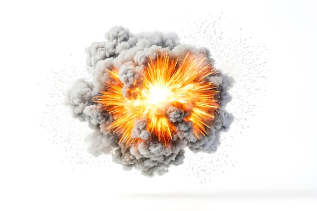 Photo exploding fireball with smoke and debris