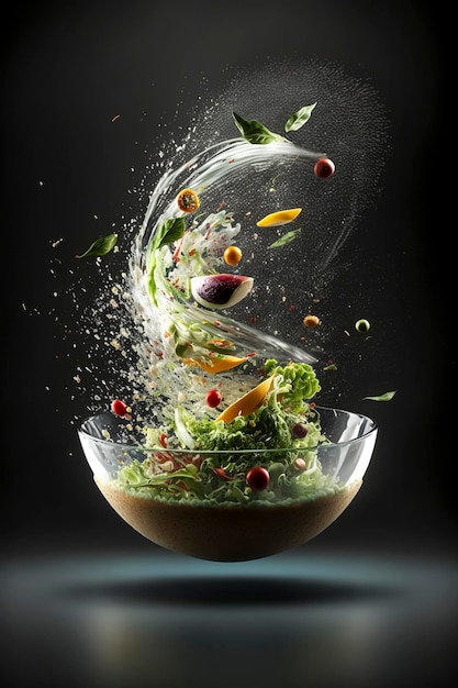 Exploding Salad Symphony Generated with Generative AI Technology