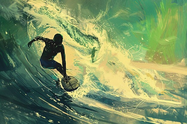 Explore the artistry and athleticism of surfers as generative ai