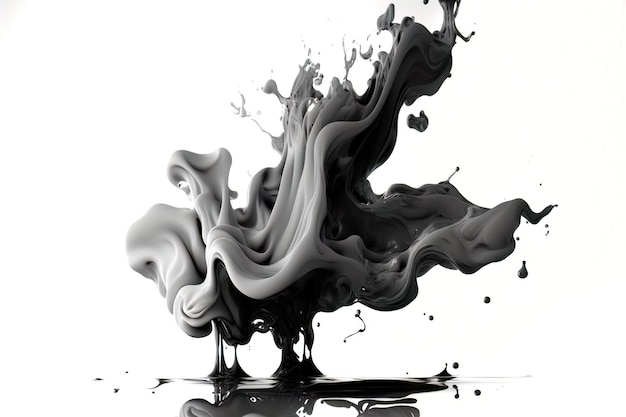 Explore the beauty of fluid black ink patterns banner generative ai