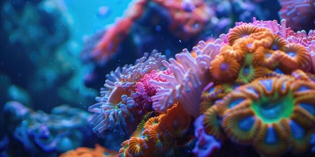 Photo explore colorful coral reefs underwater teeming with marine life and biodiversity aig62