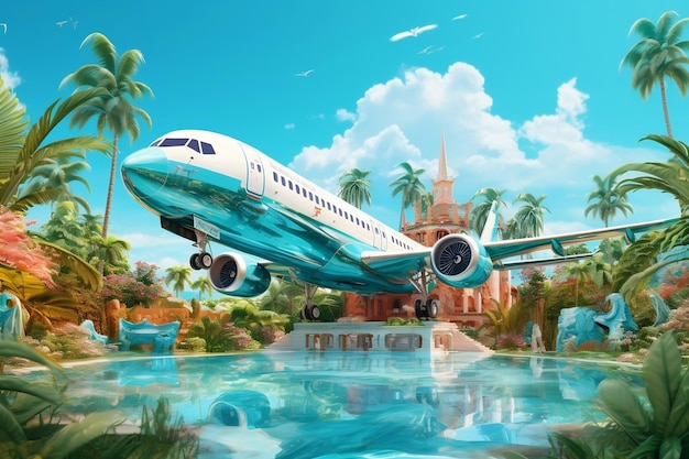 Explore the Concept of Airplane Travel to Exotic Destinations Generative Ai