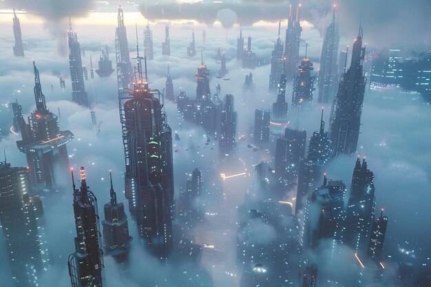 Explore the futuristic skyline of octane renders generative ai