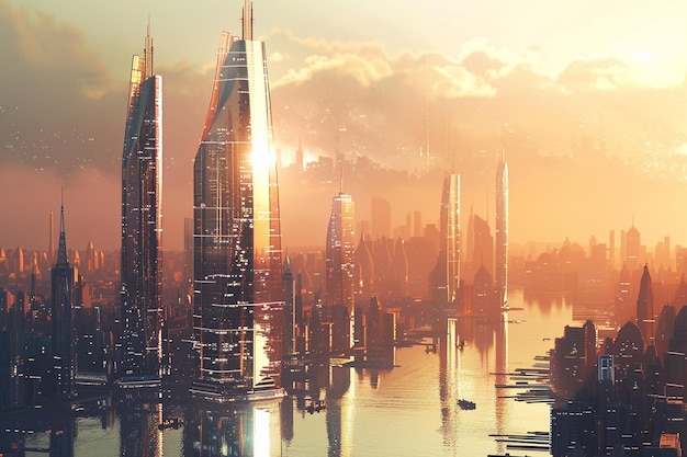 Explore the futuristic skyline of octane renders generative ai