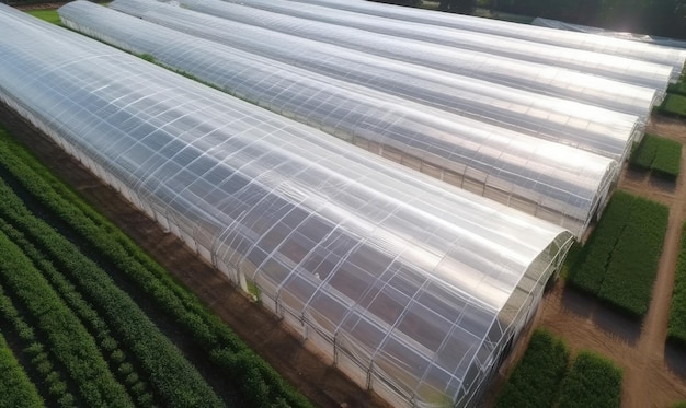 Explore the lush wonders of a greenhouse with a transparent roof Creating using generative AI tools